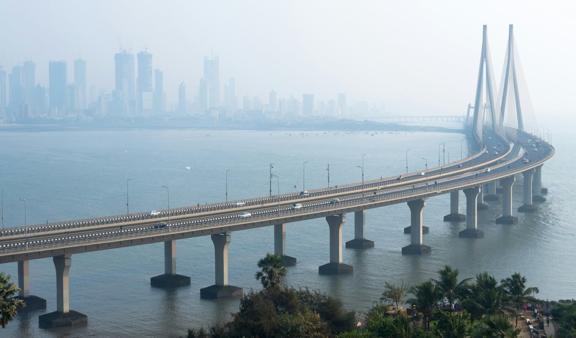 The Bandra–Worli Sea Link, Mumbai, in the morning haze
